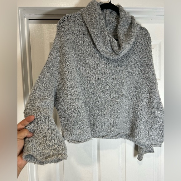 Free People Gray Cowl Neck Sweater oversized - Picture 2 of 4
